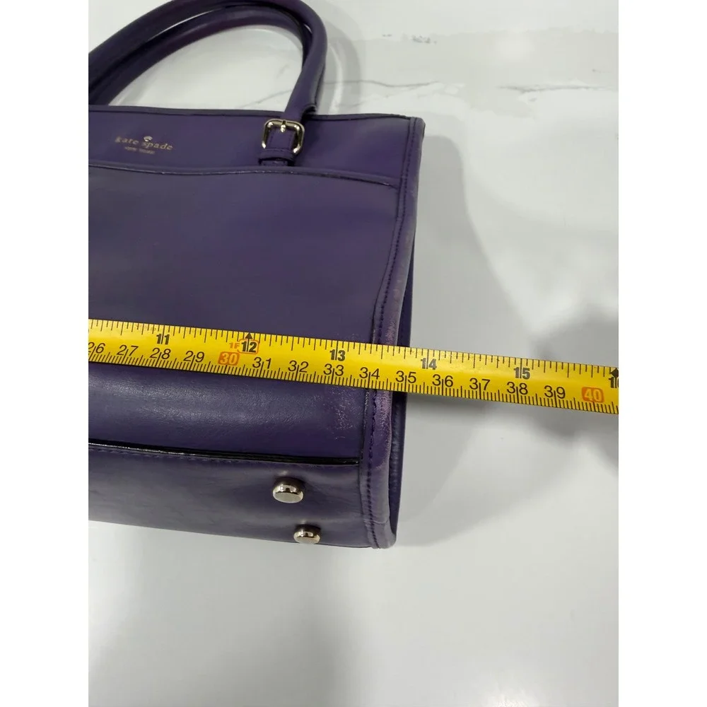 Kate Spade New York Purple Leather Satchel Zip Top Tote Bag Silver Hardware